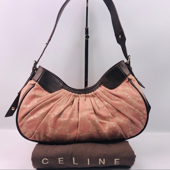 Celine Handbags - Authentic Celine Macadam Pattern Pink Canvas Bag